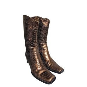 Via Spiga Western Style Snakeskin Boots Size 6 Made In Italy